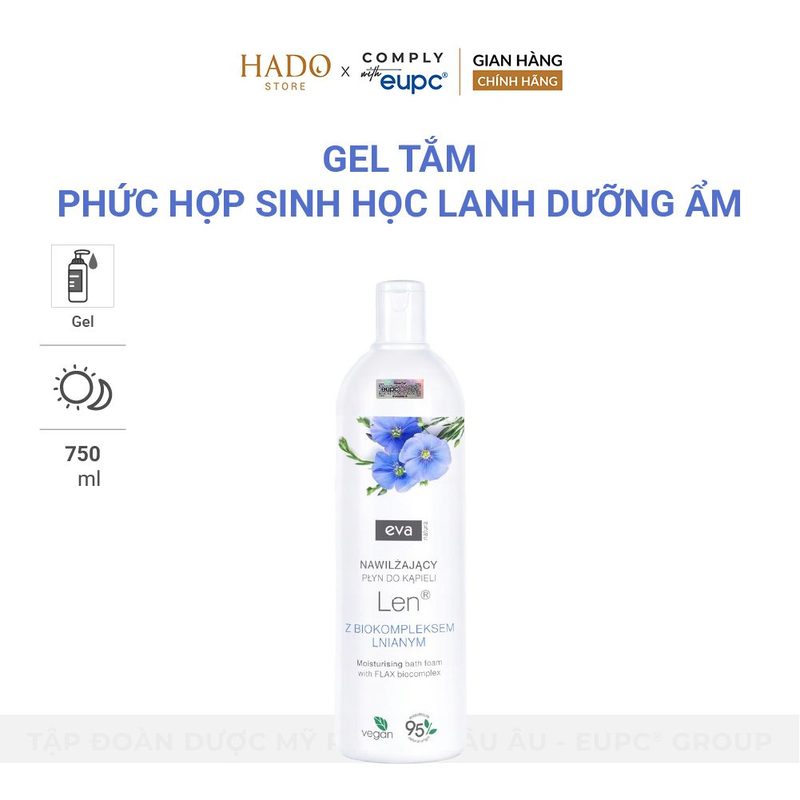 Gel tắm dưỡng ẩm phức hợp hạt lanh Eva Natura 750ml