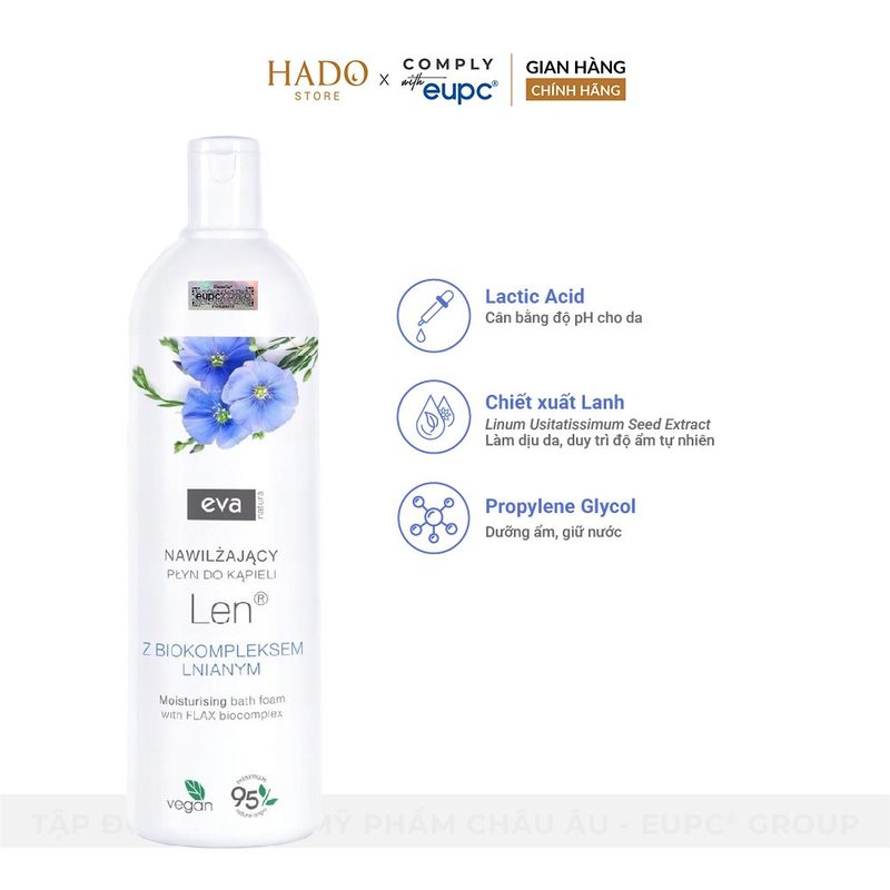 Gel tắm dưỡng ẩm phức hợp hạt lanh Eva Natura 750ml - ảnh 2