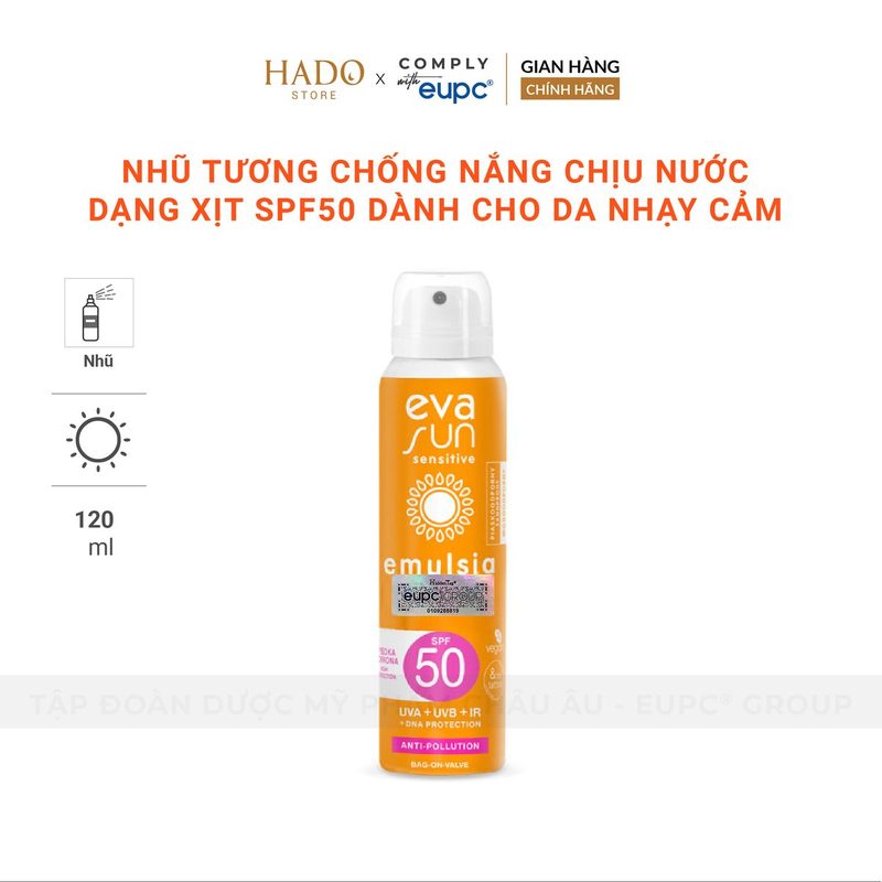 Xịt chống nắng chịu nước SPF50 cho da nhạy cảm Eva Sun 120ml - ảnh 3