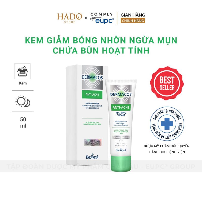 Kem dưỡng kiềm dầu bùn hoạt tính Farmona Dermacos Anti-Acne 50ml