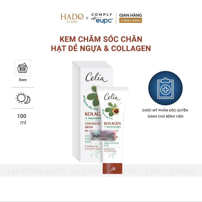 Kem dưỡng mát chân Hạt dẻ ngựa và Collagen Celia 100ml - ảnh 3