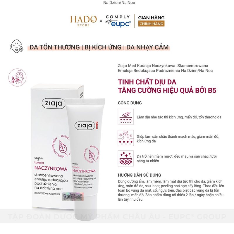 Nhũ tương làm dịu da mẩn đỏ chứa B5 Ziaja Med 30ml - ảnh 3