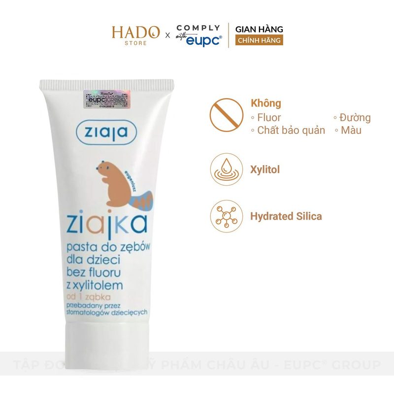 Kem đánh răng trẻ em không fluor có xylitol Ziaja Ziajka 50ml - ảnh 2