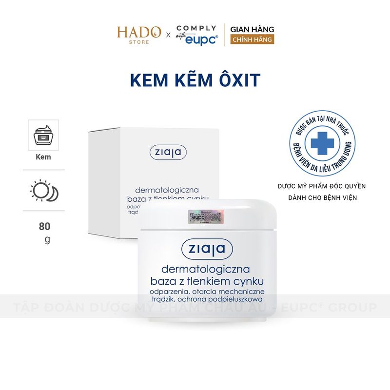 Kem kẽm oxit làm dịu da vùng mặc tã Ziaja 80g