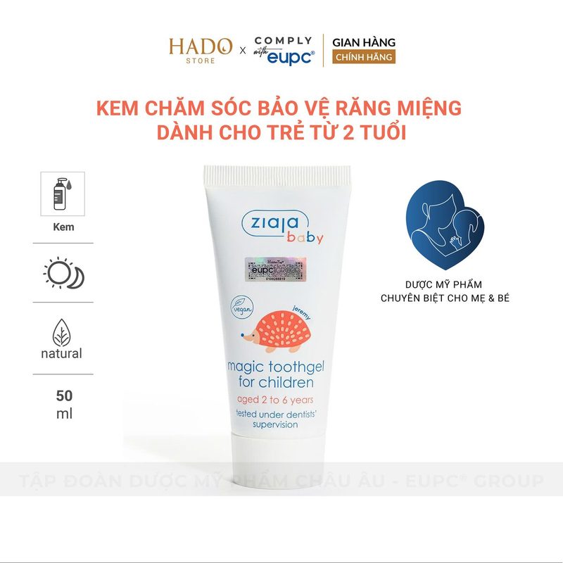 Gel đánh răng có fluor cho bé 2–6 tuổi Ziaja Baby 50ml - ảnh 3