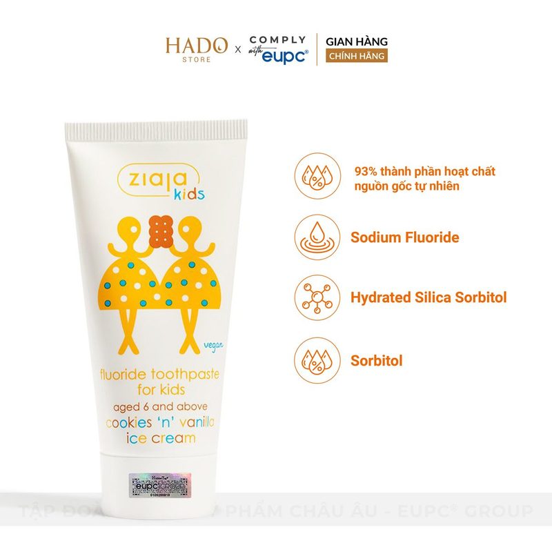 Kem đánh răng có fluor cho trẻ từ 6 tuổi Ziaja Kids hương vani 50ml - ảnh 2