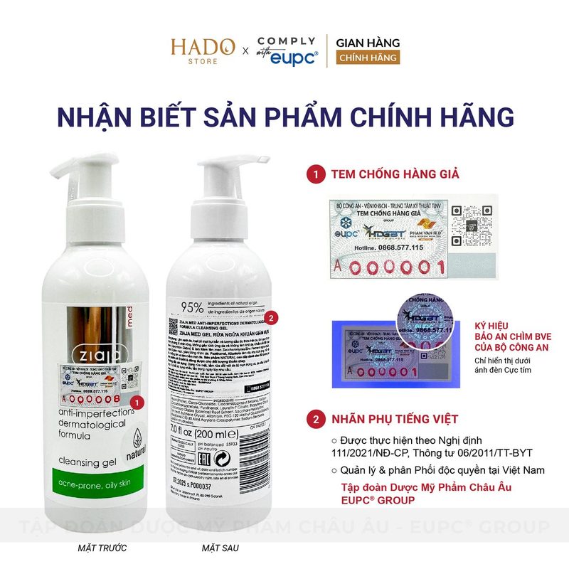 Gel rửa mặt làm sạch cho da dầu, mụn Ziaja Med Anti-Imperfections 200ml - ảnh 4