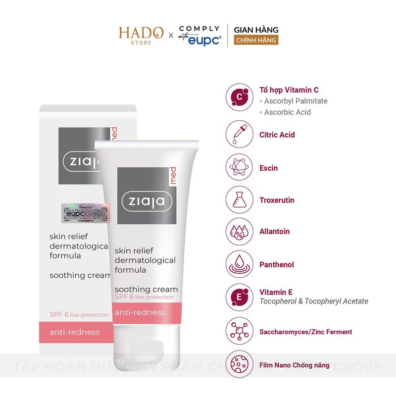 Kem dưỡng làm dịu da ửng đỏ Ziaja Med 50ml - ảnh 2
