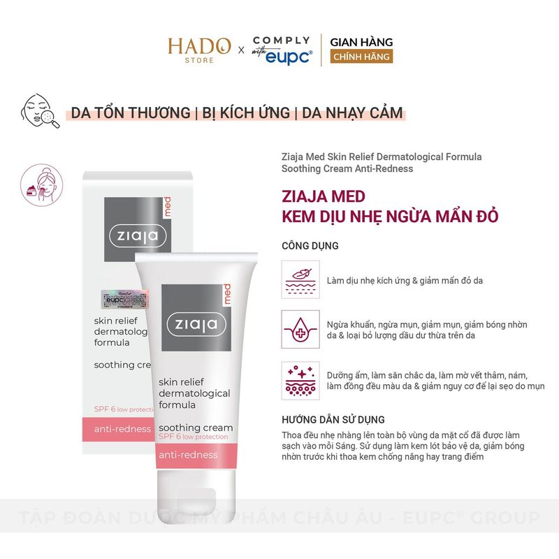 Kem dưỡng làm dịu da ửng đỏ Ziaja Med 50ml - ảnh 3