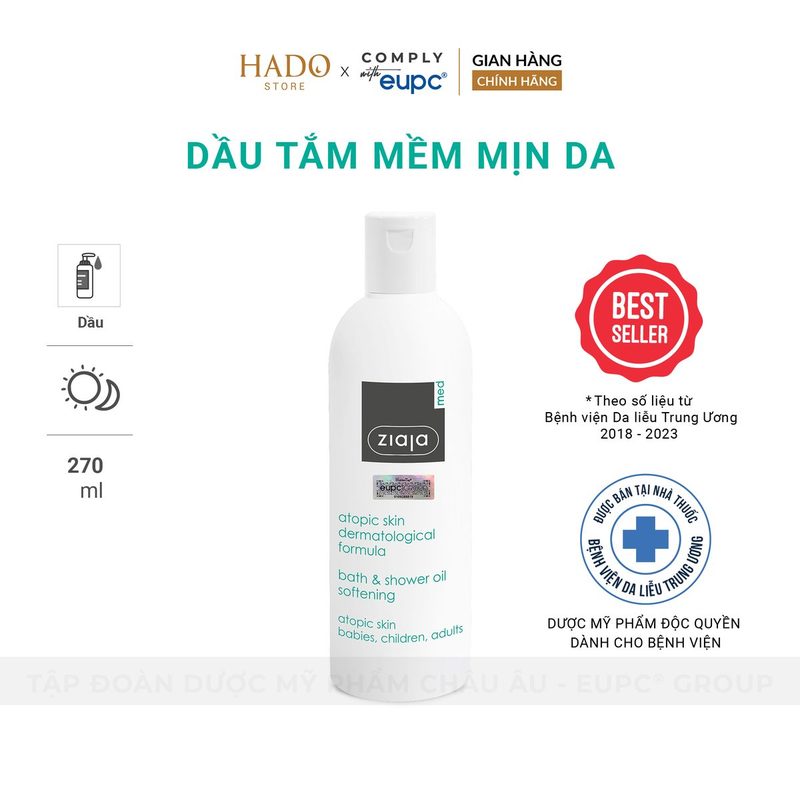 Dầu tắm làm mềm da khô, nhạy cảm Ziaja Med Atopic 270ml