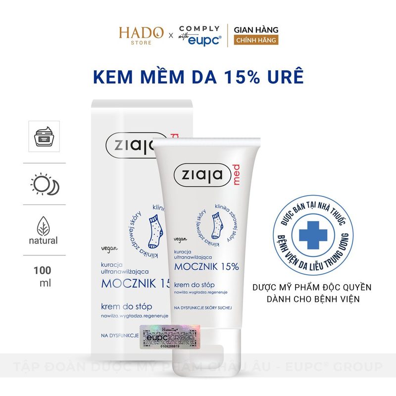 Kem dưỡng mềm da 15% urea Ziaja Med 100ml