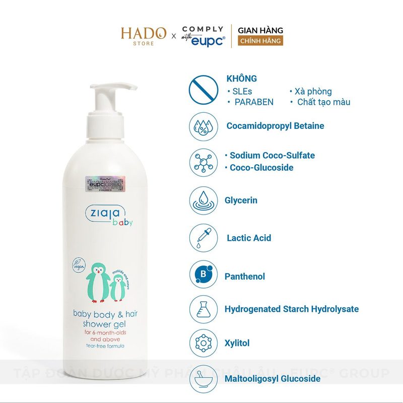 Gel tắm gội 2in1 cho bé từ 6 tháng tuổi Ziaja Baby 400ml