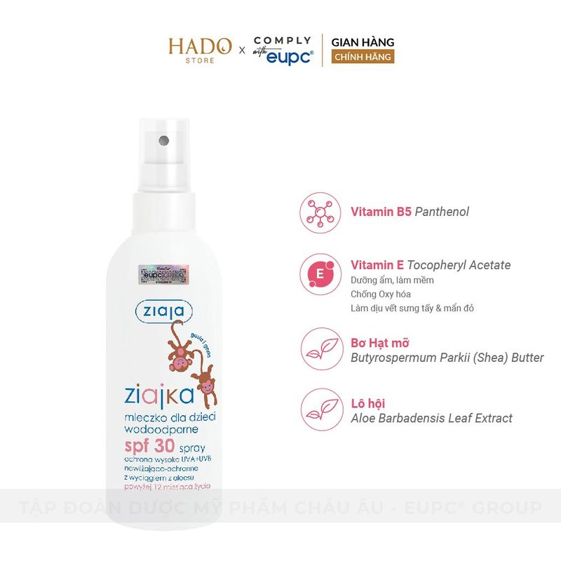 Sữa chống nắng dạng xịt chịu nước cho trẻ SPF30 Ziaja Ziajka 170ml - ảnh 2