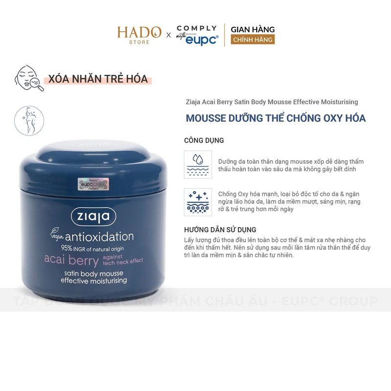 Mousse dưỡng thể chống oxy hóa Ziaja Acai Berry 200ml - ảnh 3
