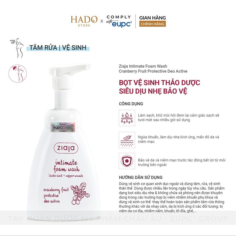 Bọt vệ sinh phụ nữ Nam việt quất dịu nhẹ Ziaja Intimate 250ml - ảnh 2