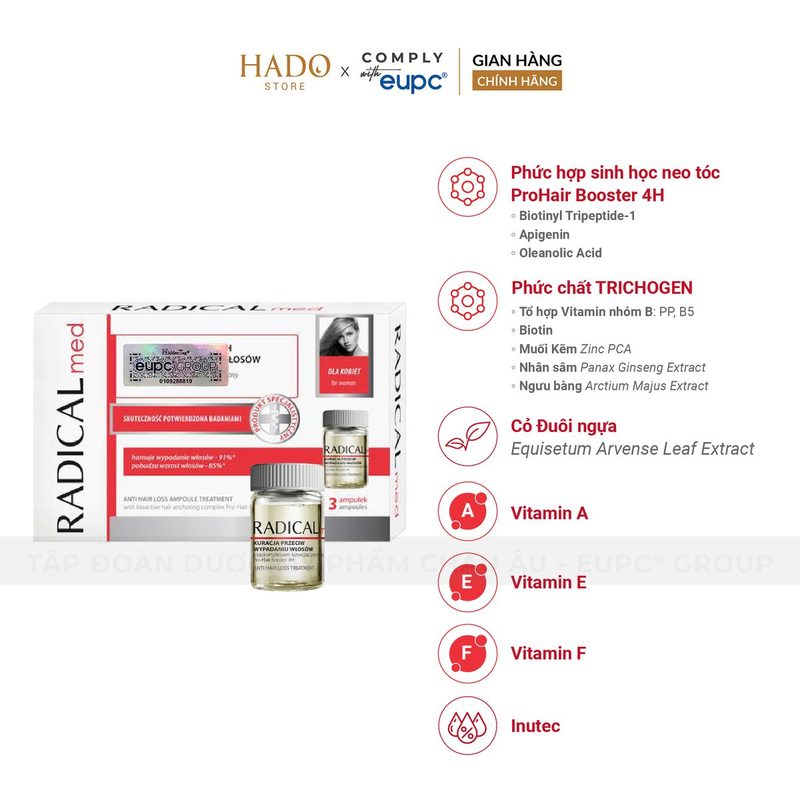Tinh chất dưỡng da đầu giảm gãy rụng tóc nữ Radical Med 3x5ml - ảnh 2