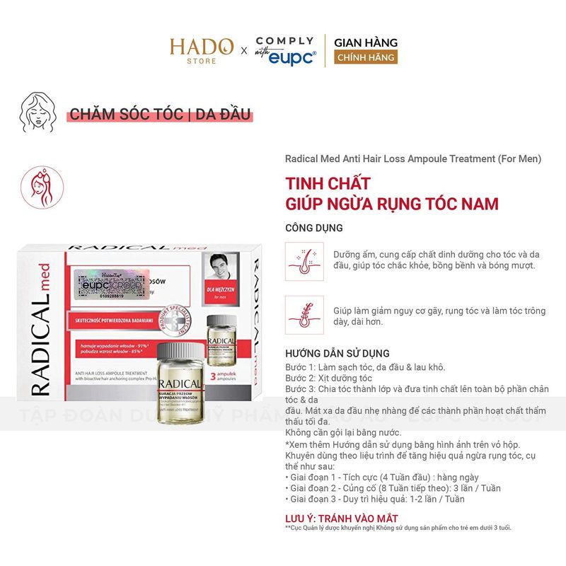 Tinh chất dưỡng tóc giảm gãy rụng cho nam Farmona Radical Med 3x5ml - ảnh 3