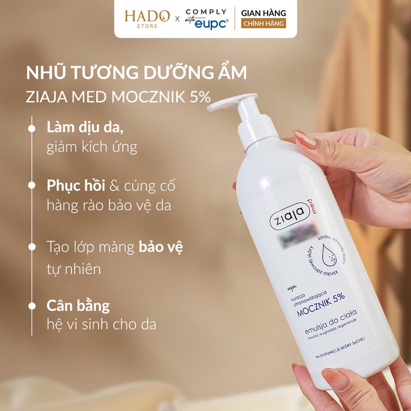 Nhũ tương dưỡng thể 5% Urê Ziaja Med Mocznik 400ml - ảnh 3